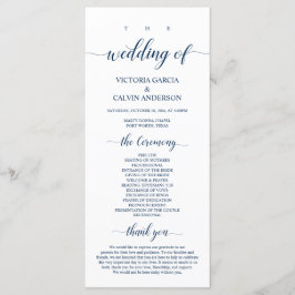 Elegant Navy Classy Script, Bröllop Ceremony Program