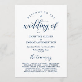 Elegant Navy Classy Script, Bröllop Ceremony Program