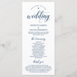 Elegant Navy Classy Script, Bröllop Ceremony Program
