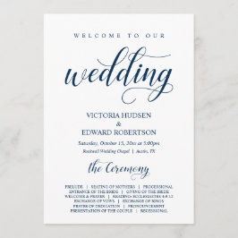 Elegant Navy Classy Script, Bröllop Ceremony Program