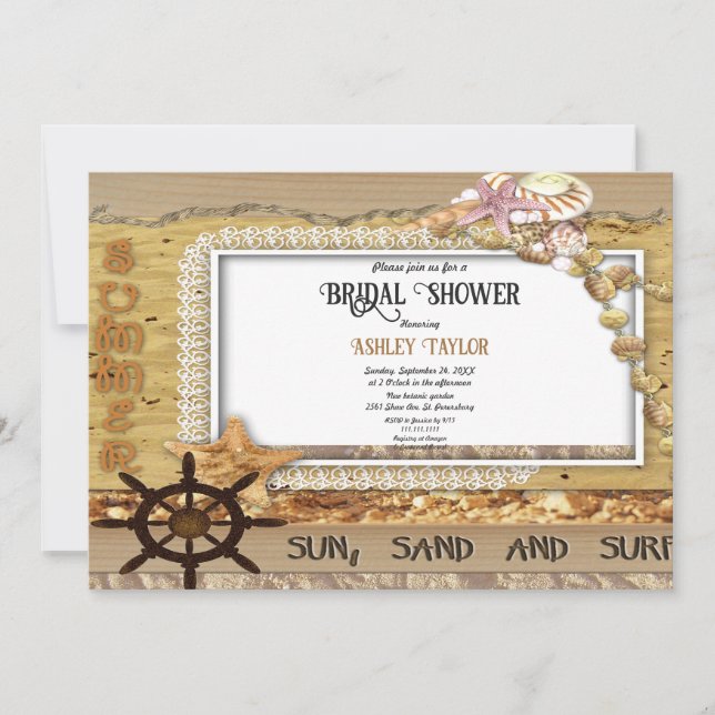 Elegant Navy Coastal Seaside Modern Möhippa Inbjudningar (Framsida)