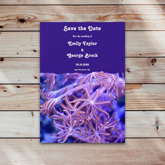 Elegant Navy Coral Reefs Nautical Coastal Bröllop Spara Datumet (Skapare uppladdad)