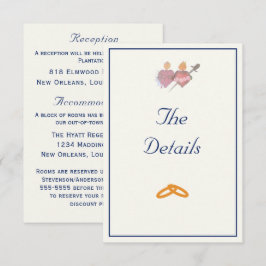 Elegant Navy & Cream Two Hearts Catholic Wedding  Tilläggskort