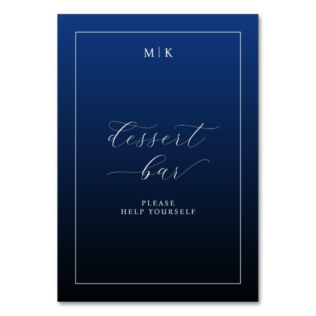 Elegant Navy Dessert Bar Sign Bordsnummer (Framsidan)