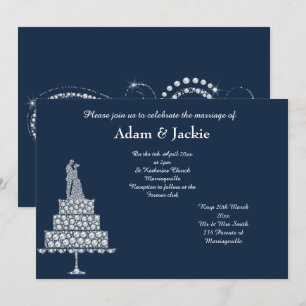 ELEGANT NAVY DIAMOND SET BRÖLLOP INBJUDNINGAR