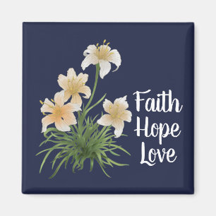 Elegant Navy Faith Hope Kärlek Lily Flowers Påsk Magnet