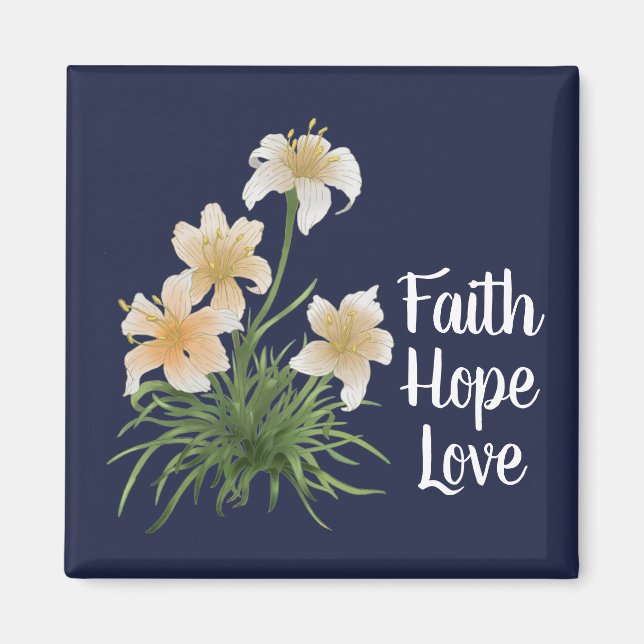 Elegant Navy Faith Hope Kärlek Lily Flowers Påsk Magnet (Framsidan)