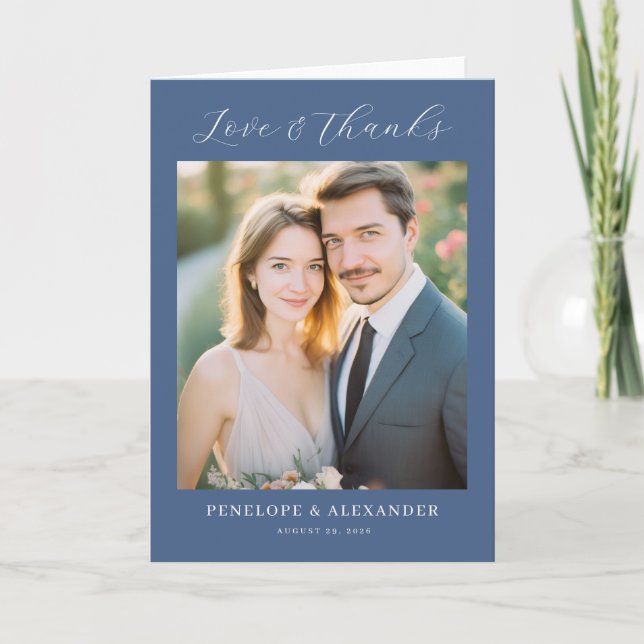 Elegant Navy-firande Foto Tack Kort (Framsida)