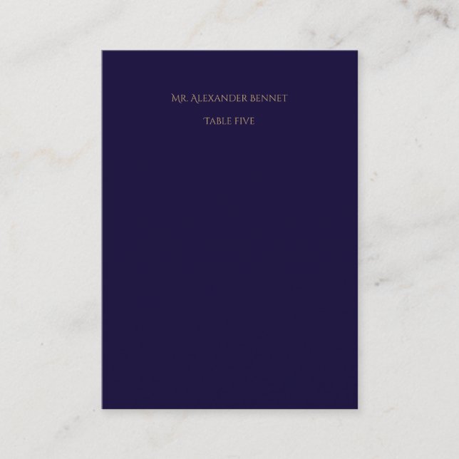 Elegant Navy Flat Place Card Placeringskort (Framsida)