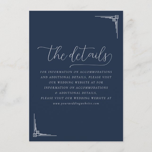 Elegant Navy Geometriska Detaljer Tilläggskort (Framsida)