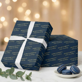 Elegant Navy & Gold 80th Birthday Personalized Presentpapper