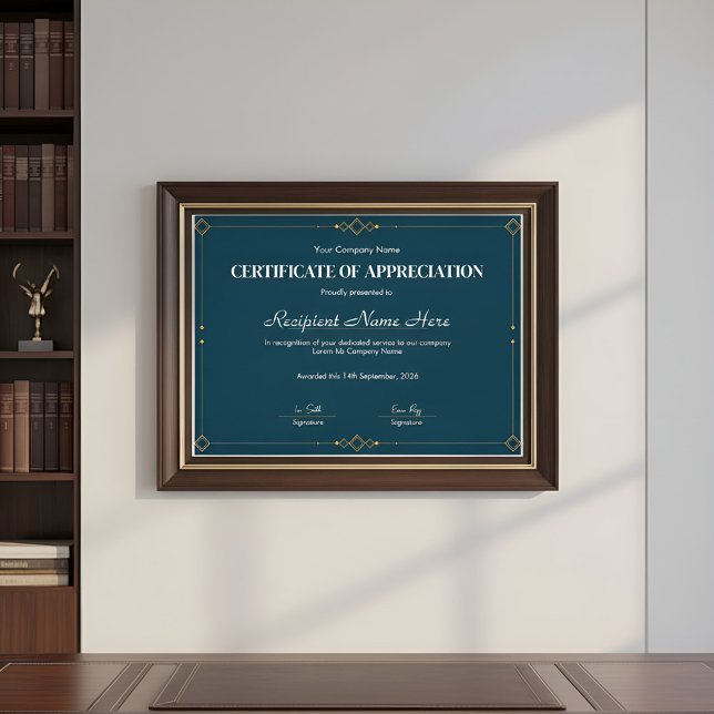 Elegant Navy Gold Certificate of Appreciation Desi (Skapare uppladdad)