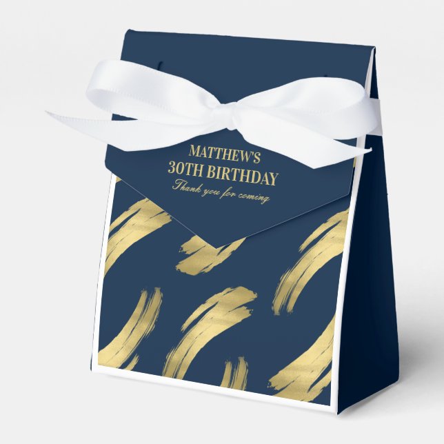 Elegant Navy Gold Foil Birthday Favor Boxes Presentaskar (Framsidan Sidan)