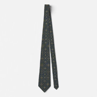 Elegant Navy & Gold Geometric Pattern Tie for Men Slips
