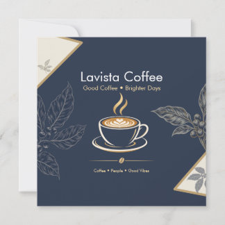 Elegant Navy Gold Kaffebar Tack Kort