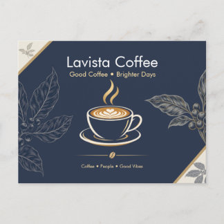 Elegant Navy Gold Kaffebar Tack Kort