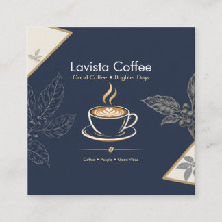 Elegant Navy Gold Kaffebar Tack Kort