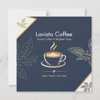 Elegant Navy Gold Kaffebar Tack Kort