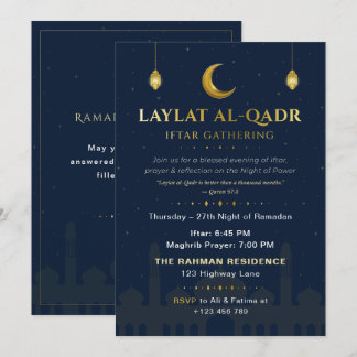 Elegant Navy & Gold Laylat al-Qadr Iftar Gathering Inbjudningar