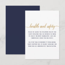 Elegant Navy Gold Script Bröllops Hälso- och Säker