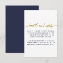 Elegant Navy Gold Script Bröllops Hälso- och Säker Tilläggskort