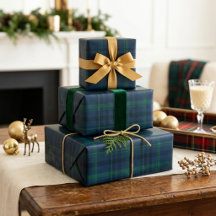 Elegant Navy Grön Tartan Rutig Klassisk Jul