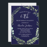 Elegant Navy Grönt Vattenfärgning Utandning 60 föd Inbjudningar<br><div class="desc">Mer söt på födelsedagsinbjudningar i Little Bayleigh Store!</div>