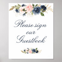 elegant Navy & guestbook bröllop-tecken