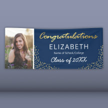Elegant Navy Guld 2023 Studenten Photo Banner