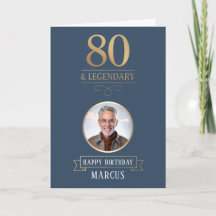 Elegant Navy & Guld 80-års & Legendarisk Födelseda