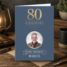 Elegant Navy & Guld 80-års & Legendarisk Födelseda