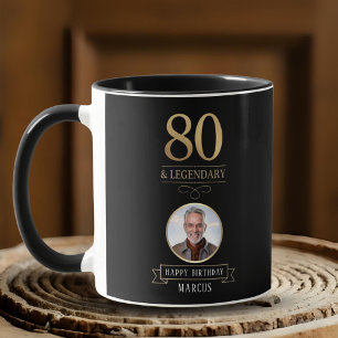 Elegant Navy & Guld 80-års & Legendarisk Födelseda Mugg