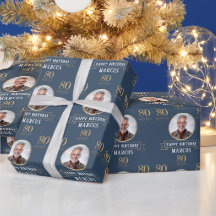 Elegant Navy & Guld 80-års & Legendarisk Födelseda