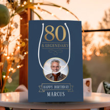 Elegant Navy & Guld 80:e och Legendary Birthday