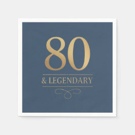 Elegant Navy & Guld 80:e och Legendary Birthday Pappersservett