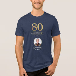 Elegant Navy & Guld 80:e och Legendary Birthday T Shirt