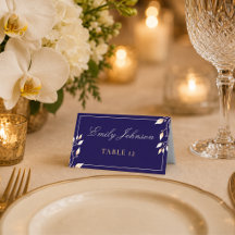 Elegant Navy Guld Botanisk Bröllop