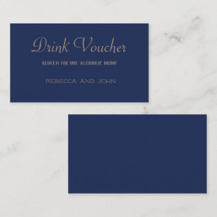 Elegant Navy Guld Bröllopsdryck Voucher Kort