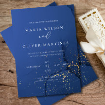 Elegant Navy Guld Bröllopsinbjudan, Minimalistisk
