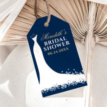 Elegant Navy Guld Bröllopsklänning Shower Favor