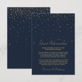 Elegant Navy & Guld Falling Stars Bröllop Detail Tilläggskort