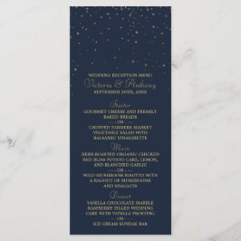 Elegant Navy & Guld Falling Stars Bröllop Menu Meny
