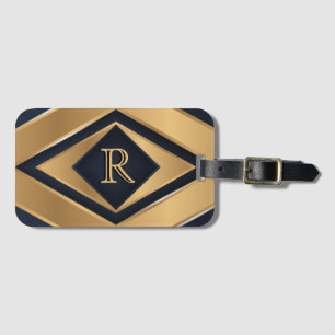 Elegant Navy Guld Geometrisk Monogram Sport Gåva Bagagebricka