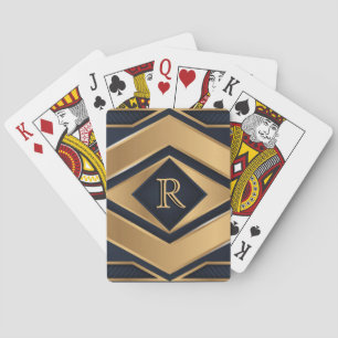 Elegant Navy Guld Geometrisk Monogram Sport Gåva Casinokort