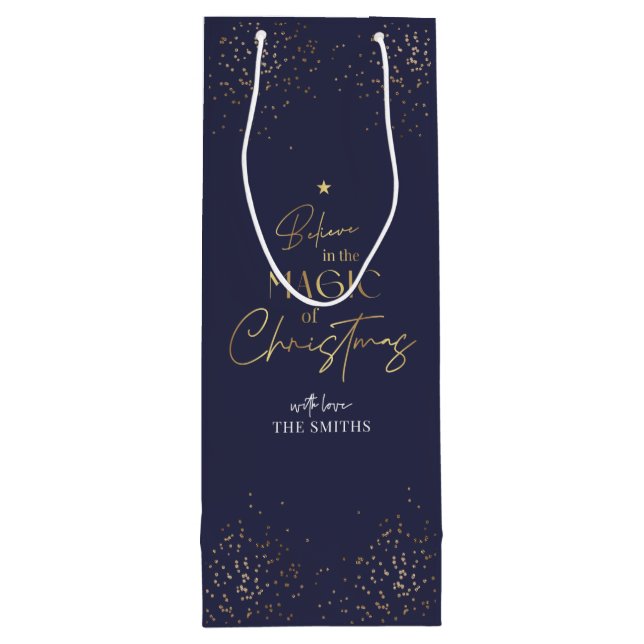 Elegant Navy & Guld Glitter Family Namn jul (Baksidan)