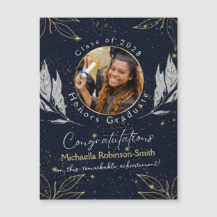 Elegant Navy Guld Grattis Examen Magnet