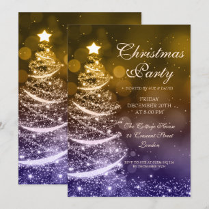 Elegant Navy & Guld jul Party Gnistra Inbjudningar