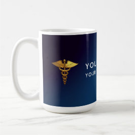 Elegant Navy Guld Kaduceus Läkare Kaffemugg