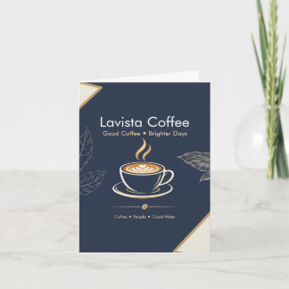 Elegant Navy Guld Kaffebutik Tack Kort