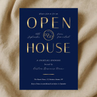 Elegant Navy & Guld Logo Business Öppet Hus